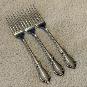 Oneida Chateau Set of 3 Dinner Forks Oneidacraft Deluxe Stainless Flatware